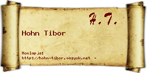 Hohn Tibor névjegykártya